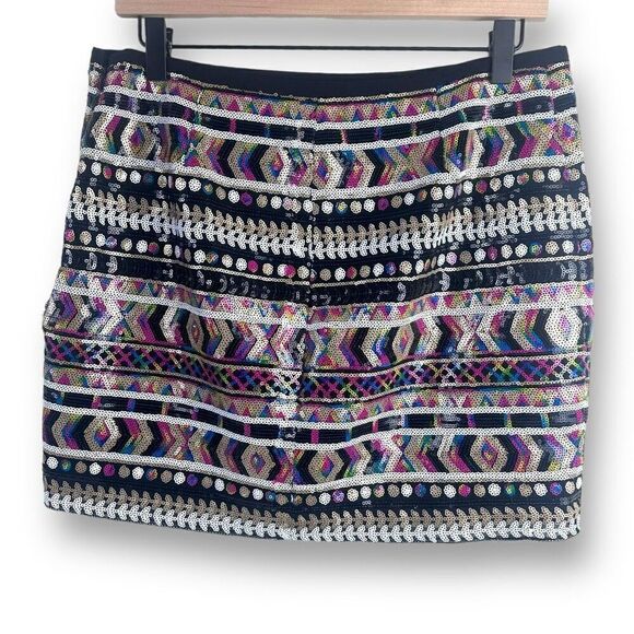 Guess Women's M All Over Sequin Mini Skirt Multicolor Sparkle Rainbow Metallic - Picture 1 of 7